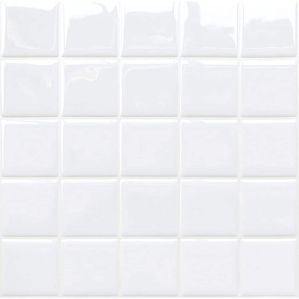 Alwayspon 10 Hojas Azulejos de Vinilo 3D Blancos 25.4x25.4cm