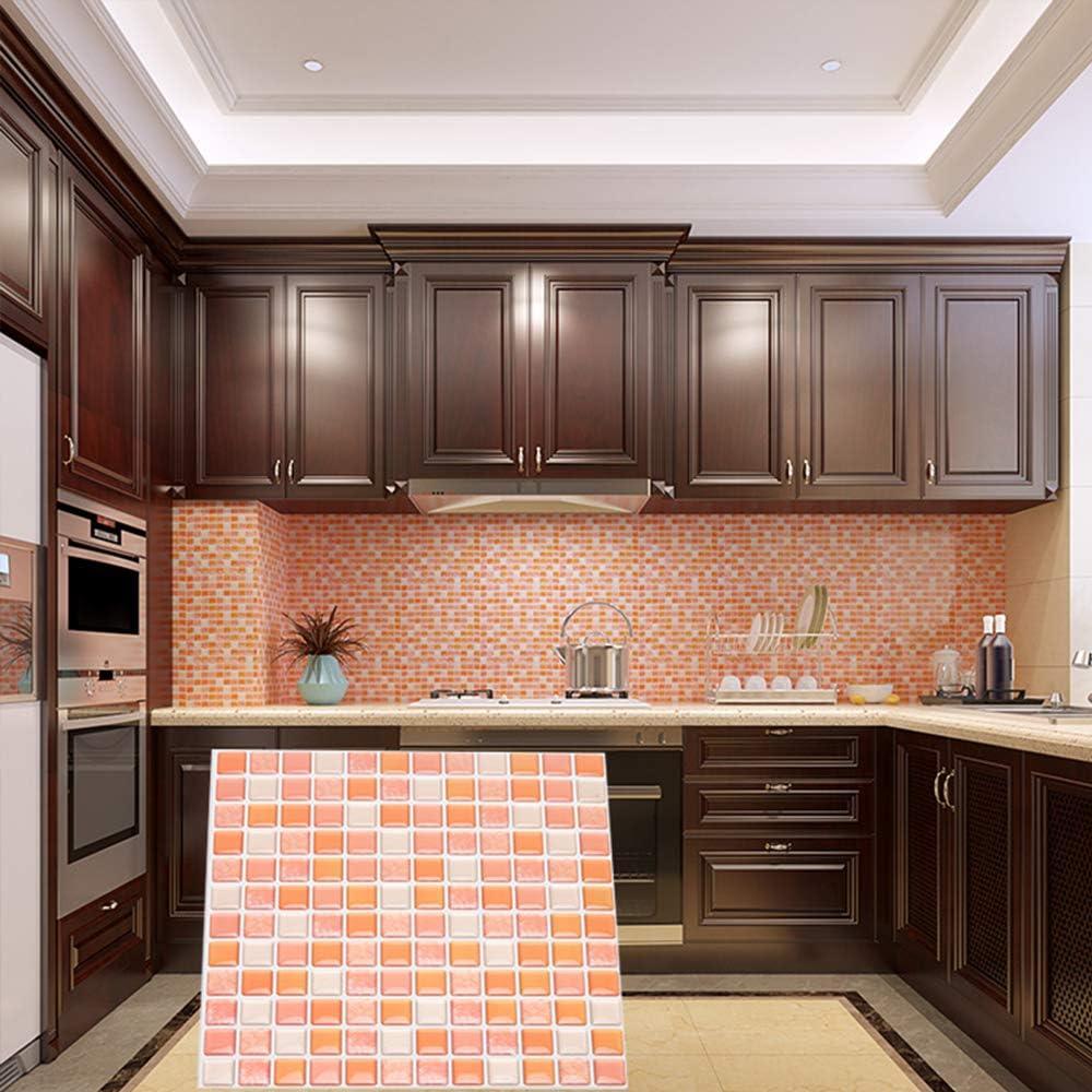 Azulejos Mosaico 3D Autoadhesivos Yoillione Naranja 23.6x23.6cm