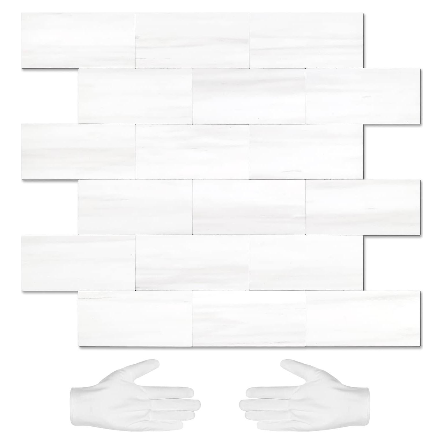 Azulejos Autoadhesivos STICKGOO 10 Hojas Mármol Blanco 0.84m²