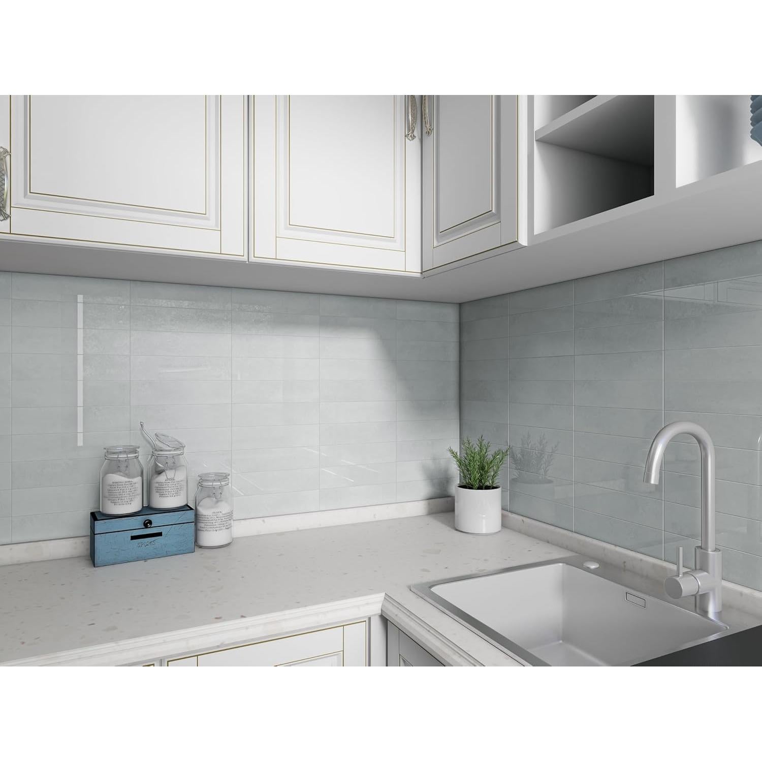 Azulejos Autoadhesivos COLAMO 22PCS Brillante Cristal Blanco