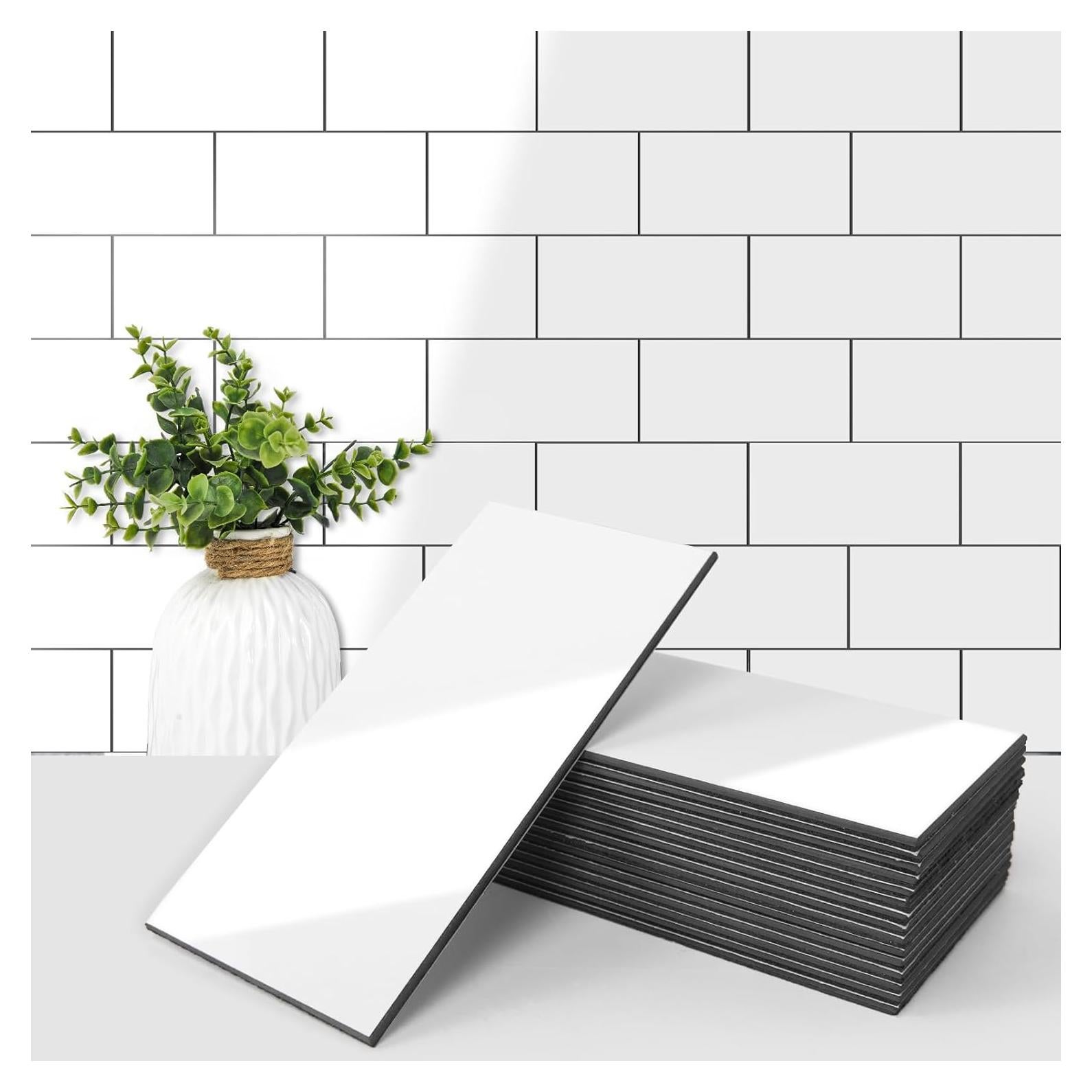 Azulejo de Pared Autoadhesivo Art3d 102 Piezas 7.62x15.24cm Blanco