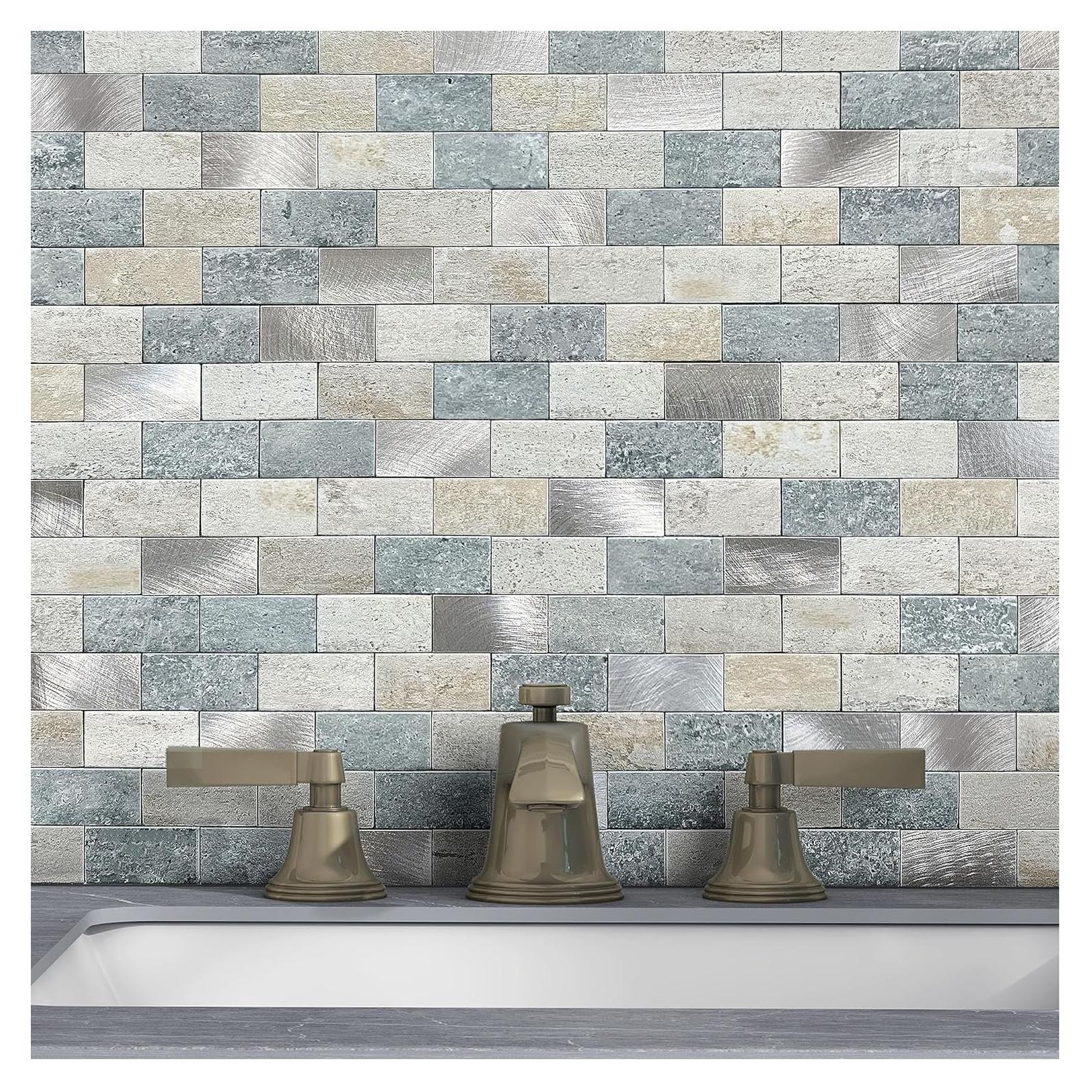 Azulejos autoadhesivos M MOFIT 10 hojas 3D impermeables