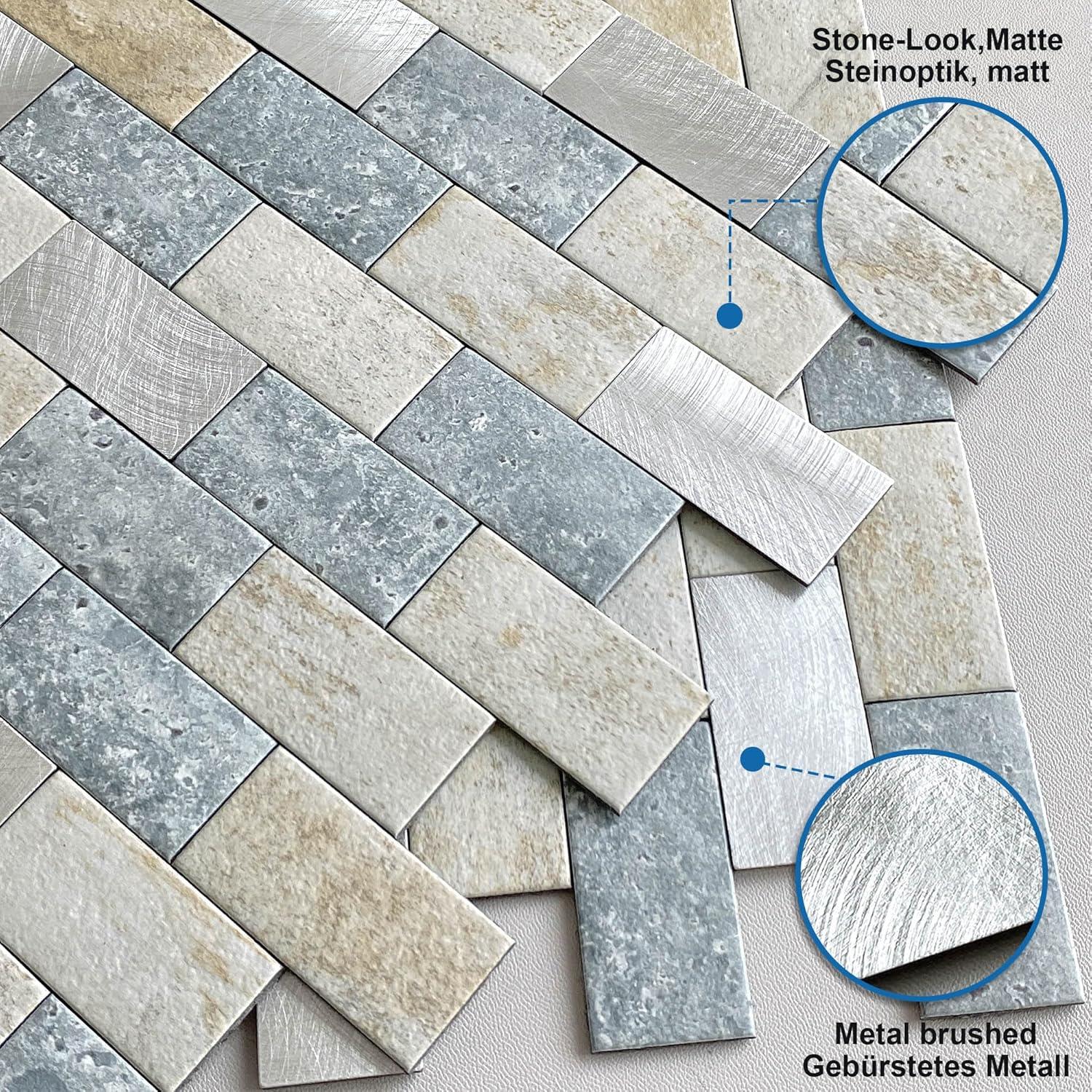 Azulejos autoadhesivos M MOFIT 10 hojas 3D impermeables