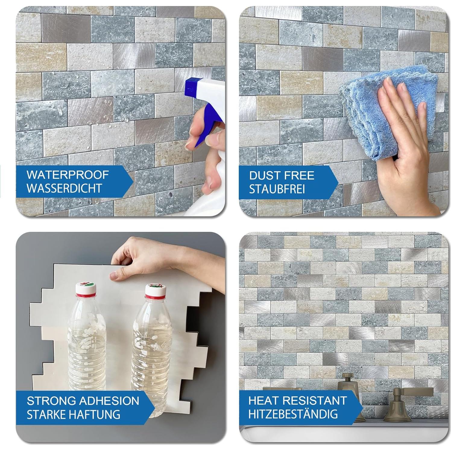 Azulejos autoadhesivos M MOFIT 10 hojas 3D impermeables