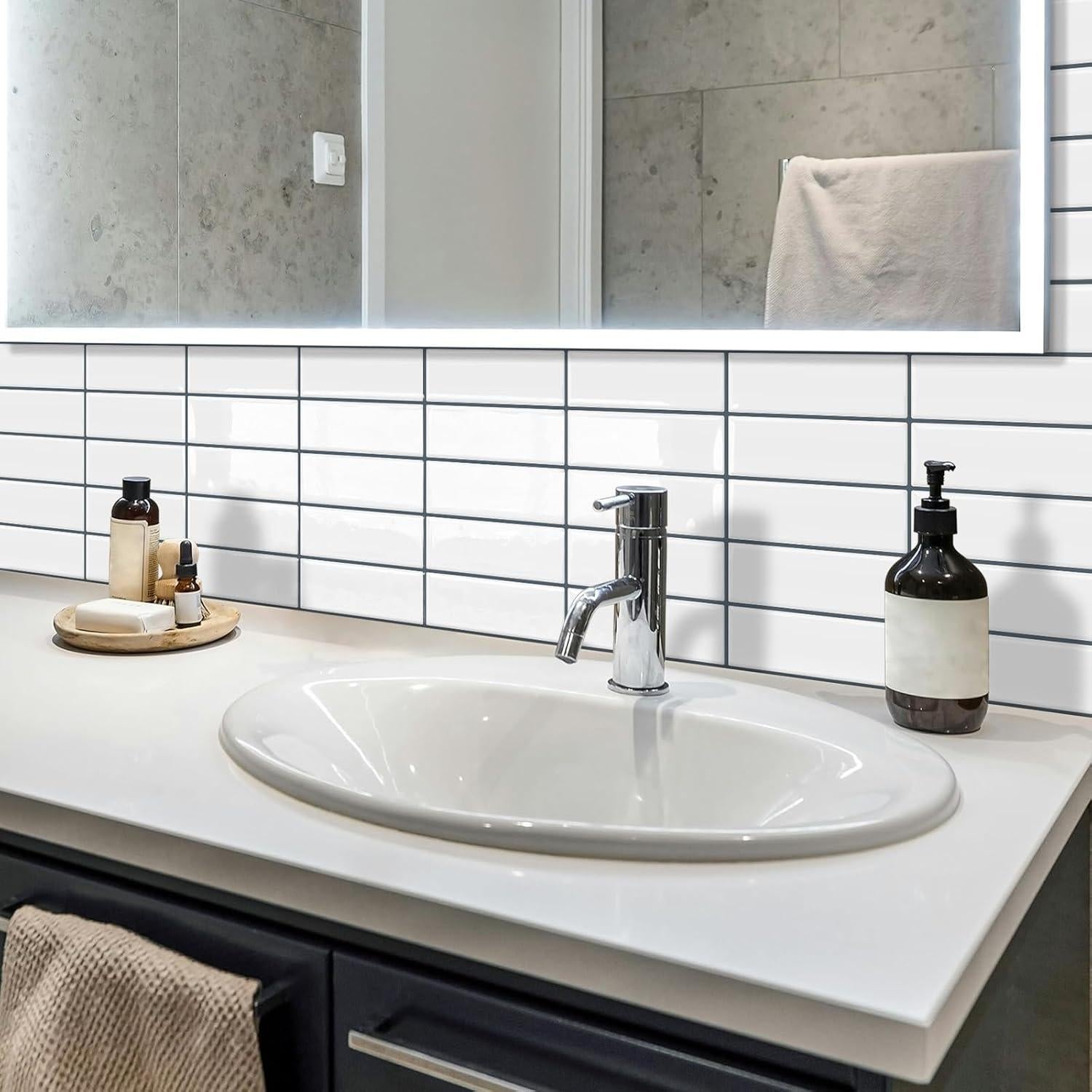 Azulejo autoadhesivo DEWOO blanco 30.5x30.5cm 10 hojas