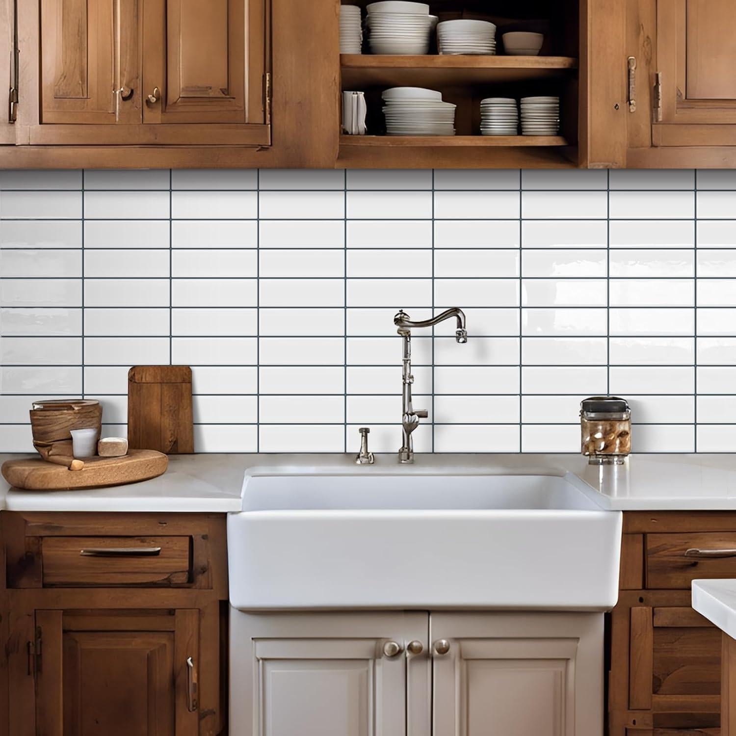 Azulejo autoadhesivo DEWOO blanco 30.5x30.5cm 10 hojas