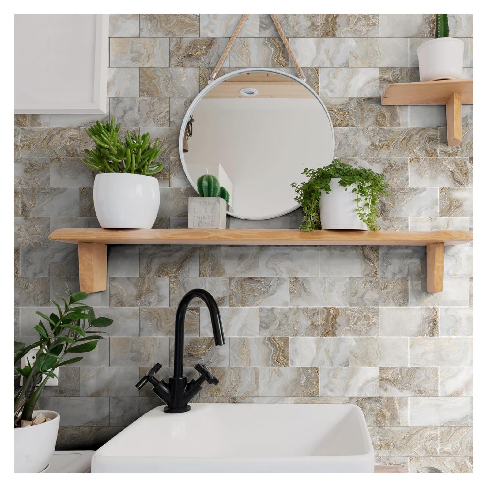 Paquete de 16 Azulejos Autoadhesivos Flicour 10x20 cm Brillo Ámbar