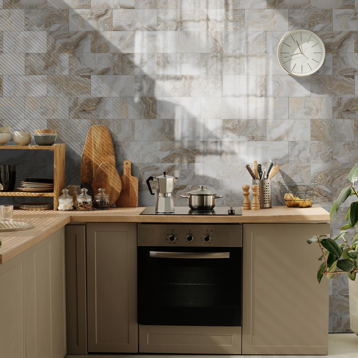 Paquete de 16 Azulejos Autoadhesivos Flicour 10x20 cm Brillo Ámbar