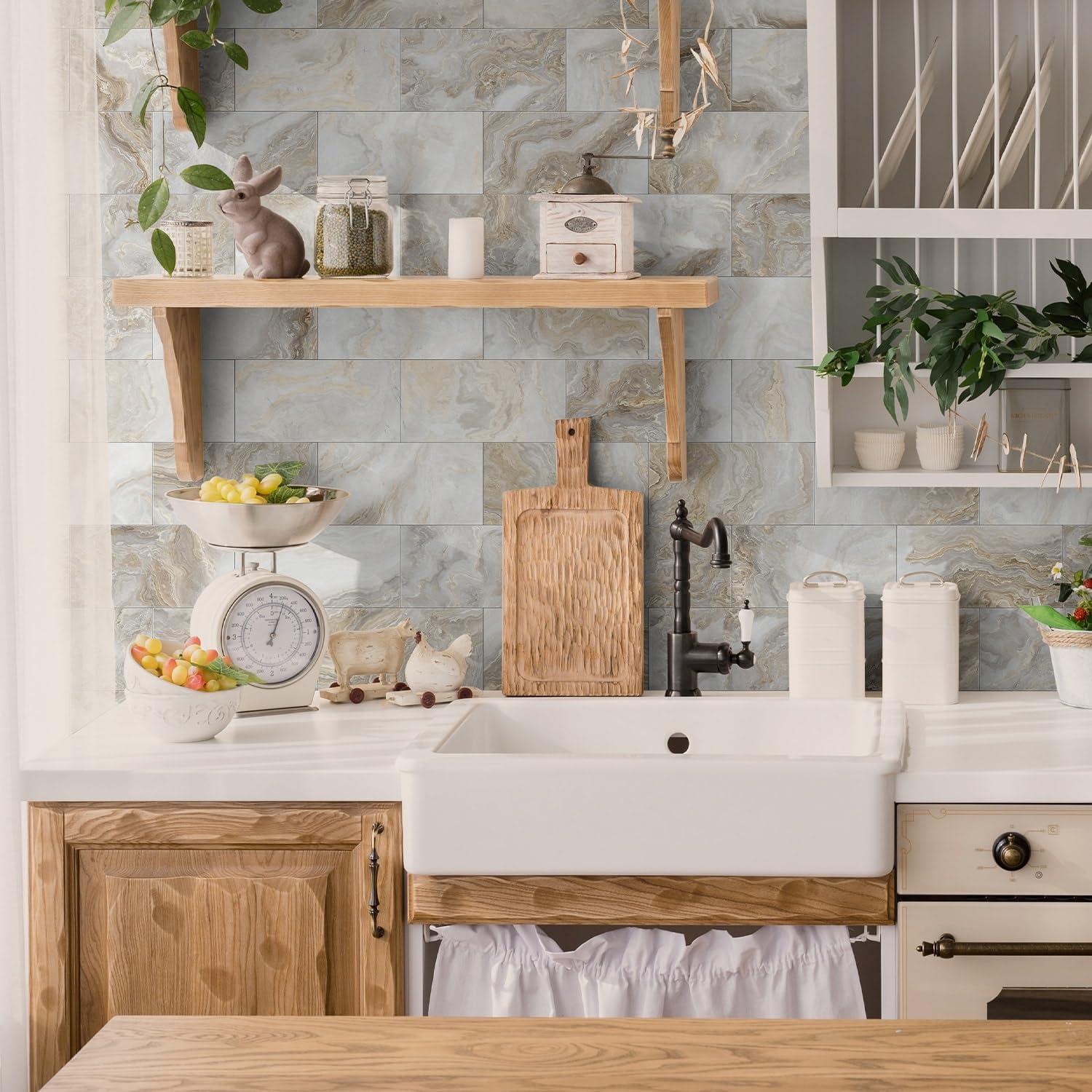 Paquete de 16 Azulejos Autoadhesivos Flicour 10x20 cm Brillo Ámbar