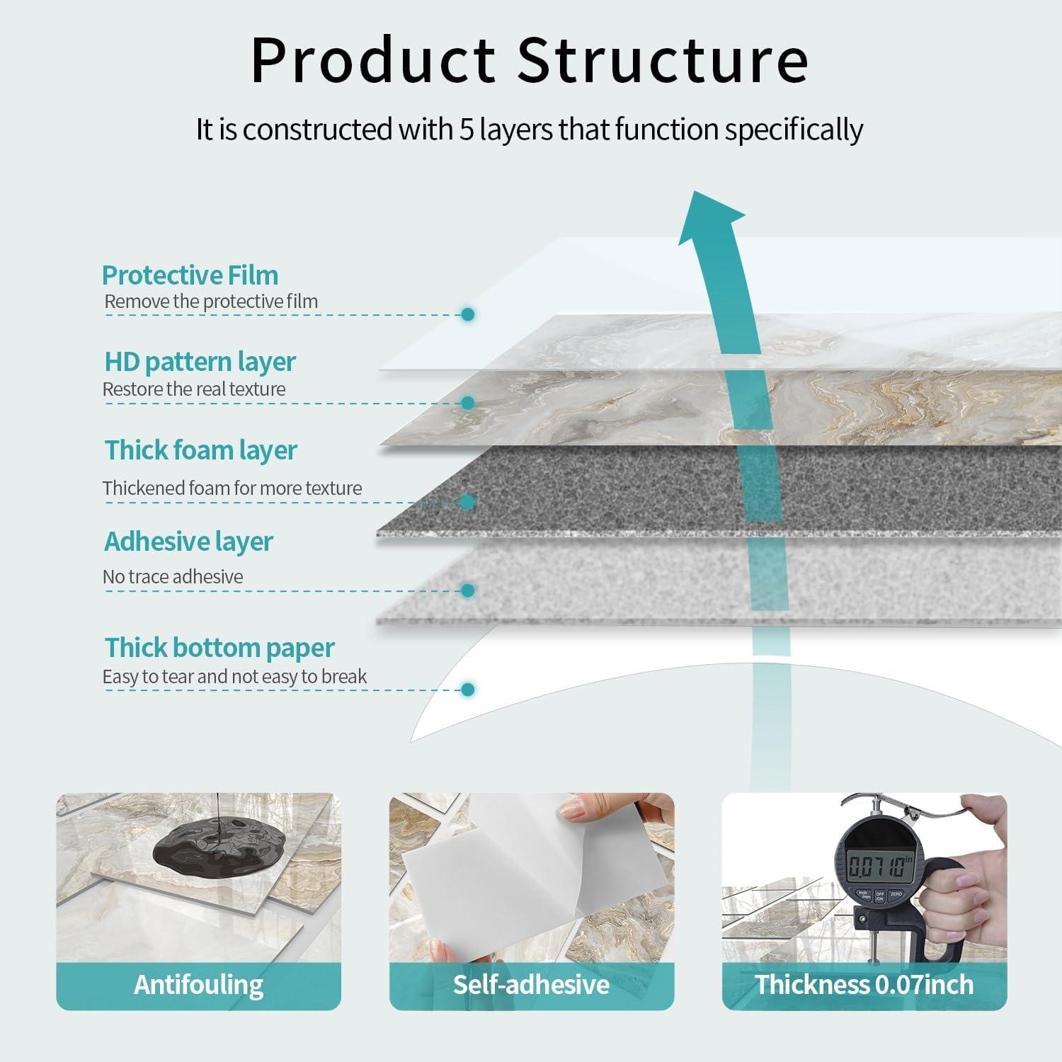 Paquete de 16 Azulejos Autoadhesivos Flicour 10x20 cm Brillo Ámbar