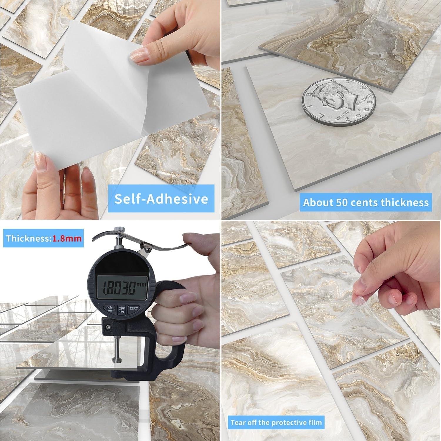 Paquete de 16 Azulejos Autoadhesivos Flicour 10x20 cm Brillo Ámbar