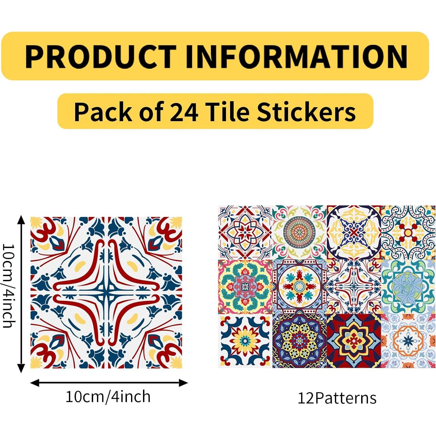 Calcomanías de Azulejos Mexicanos Retro 24 Piezas 10x10cm