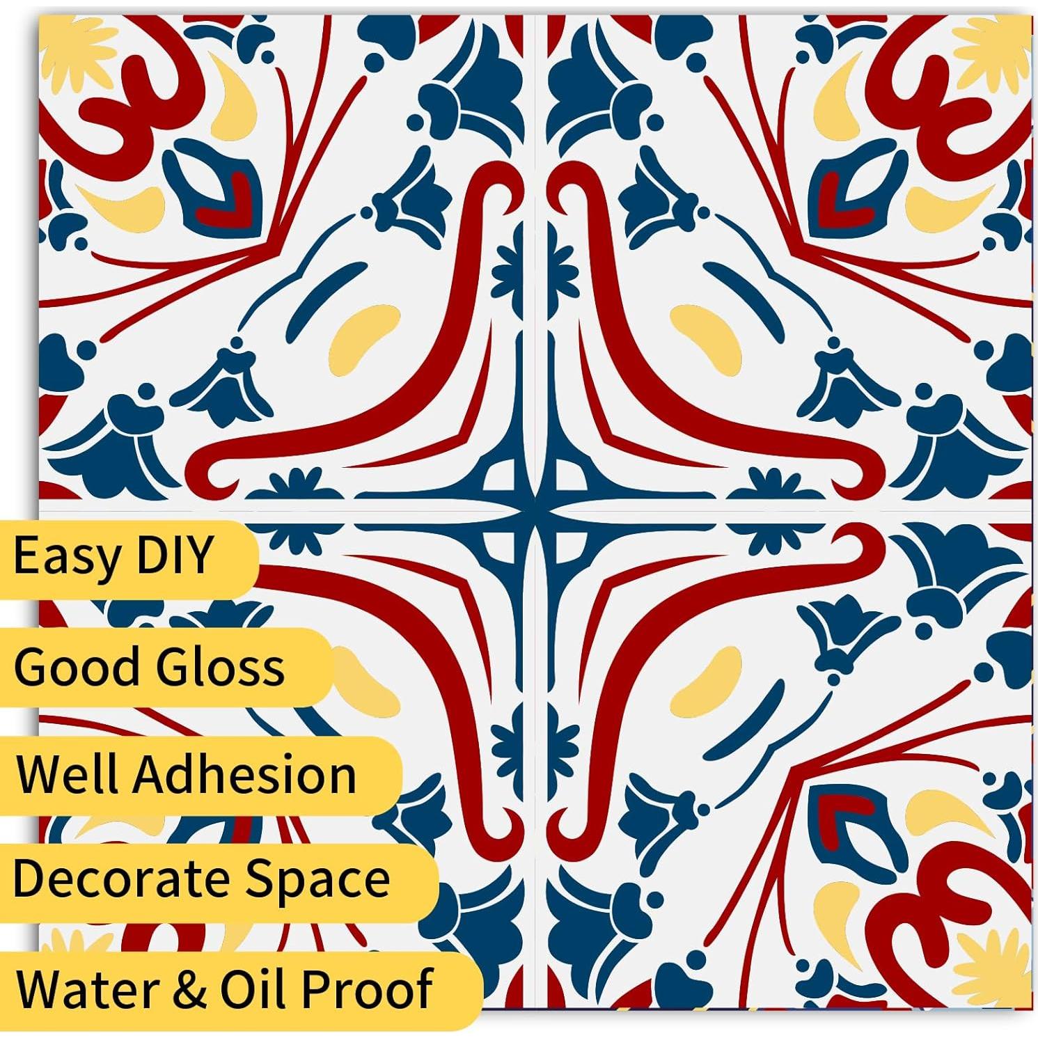 Calcomanías de Azulejos Mexicanos Retro 24 Piezas 10x10cm