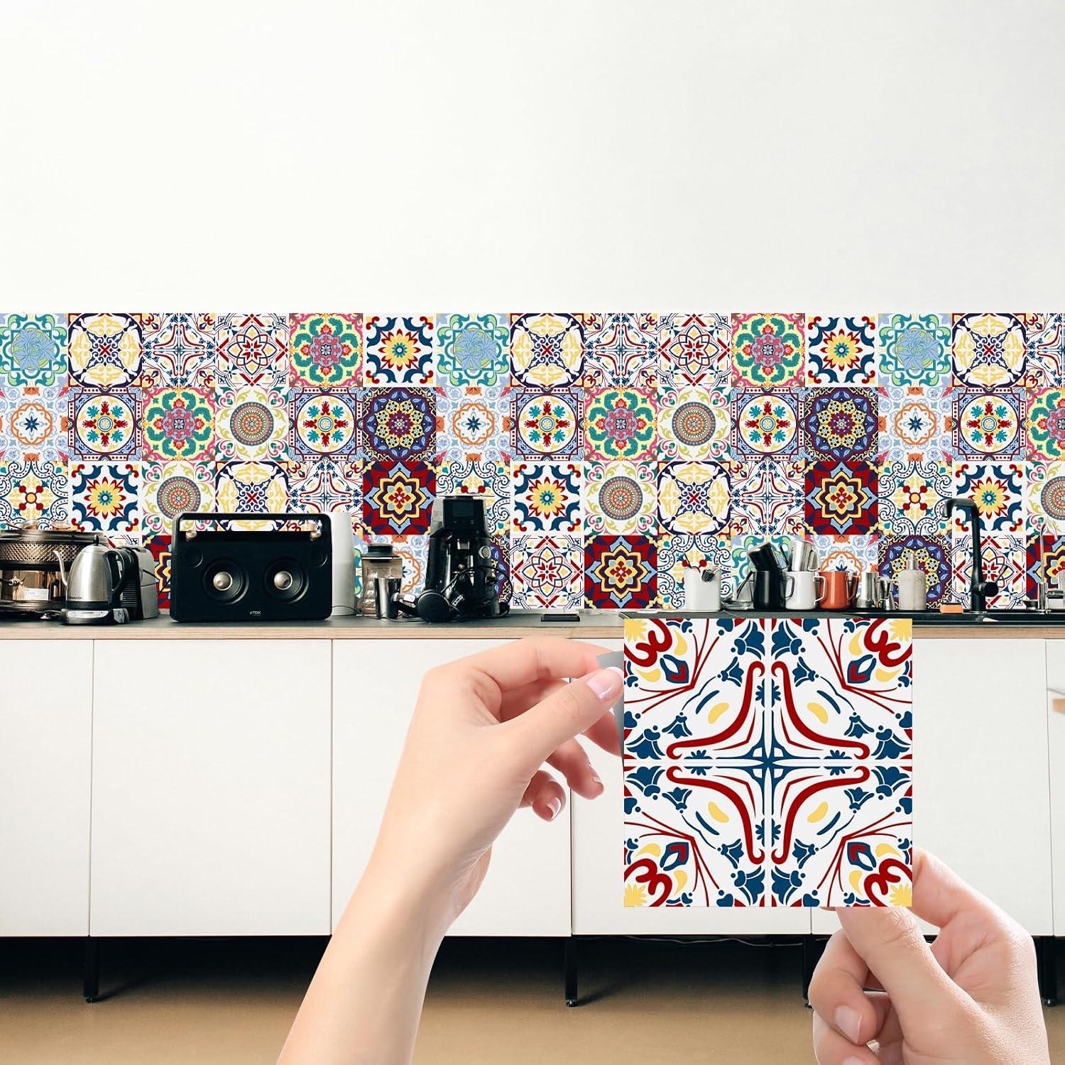 Calcomanías de Azulejos Mexicanos Retro 24 Piezas 10x10cm