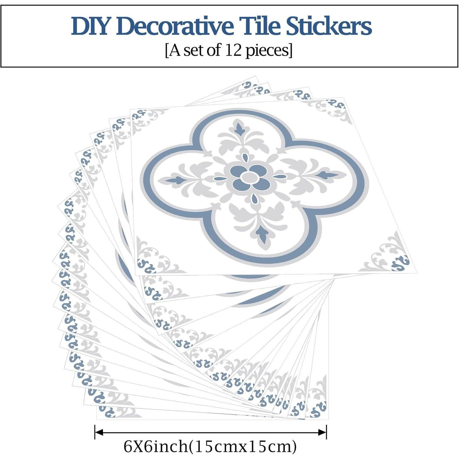 Pegatinas de Azulejos Autoadhesivas SVNOOC 12 Piezas 15x15 cm
