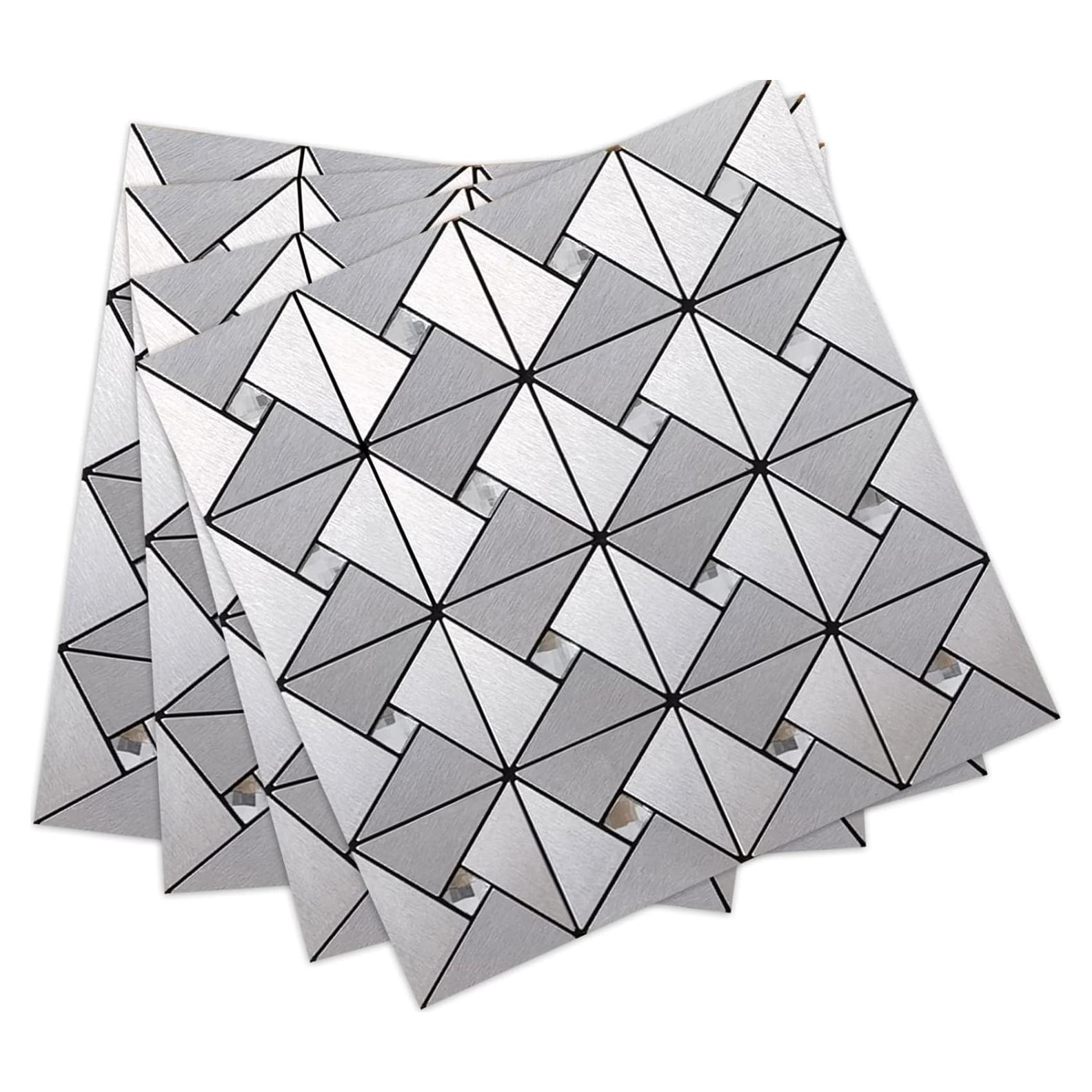 Azulejos Autoadhesivos DICOFUN 10 Hojas 30.48x30.48cm Plata