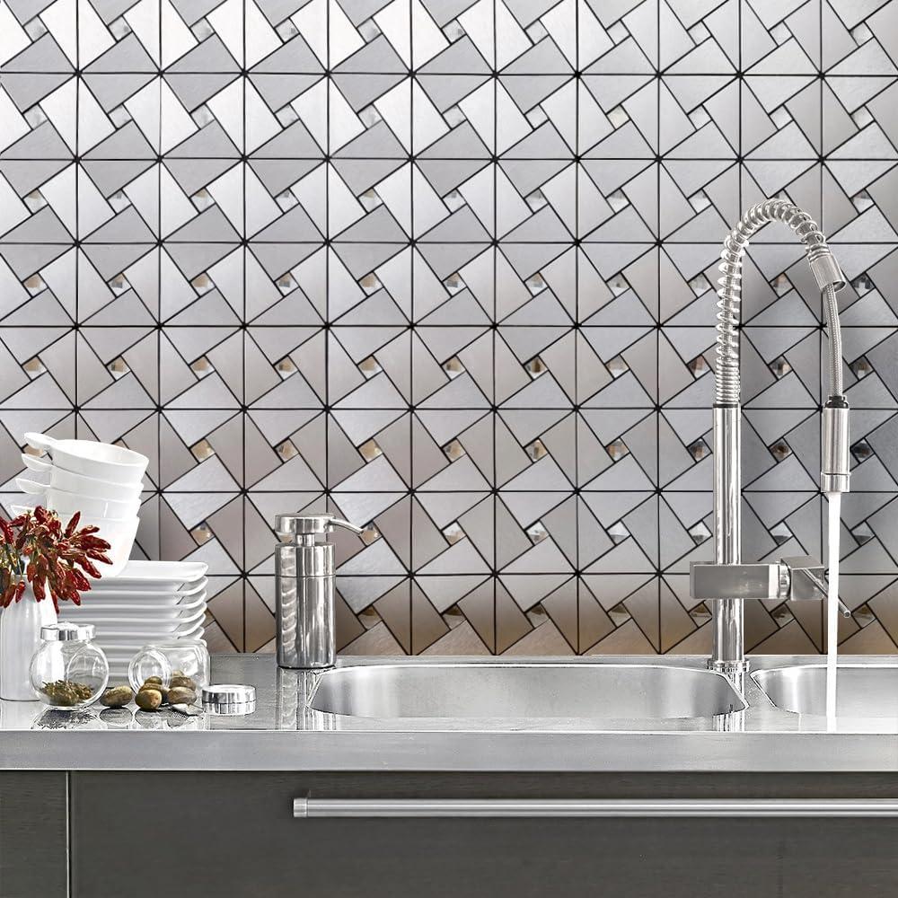 Azulejos Autoadhesivos DICOFUN 10 Hojas 30.48x30.48cm Plata