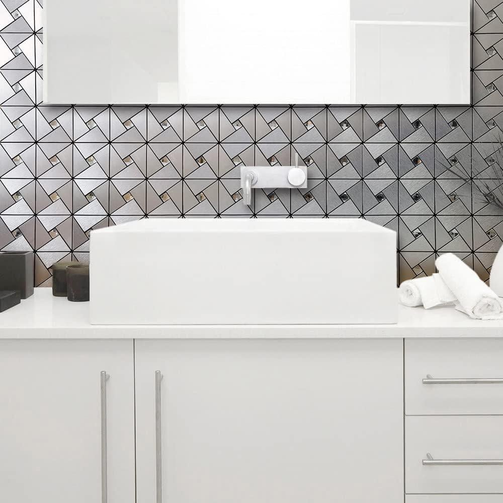 Azulejos Autoadhesivos DICOFUN 10 Hojas 30.48x30.48cm Plata