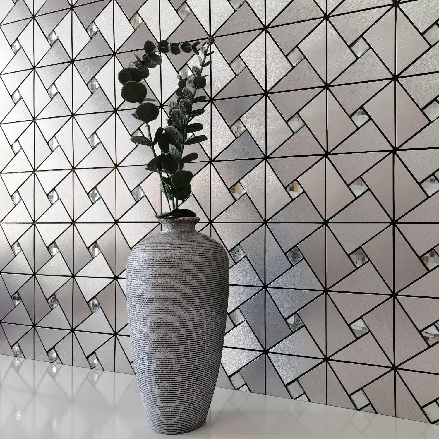 Azulejos Autoadhesivos DICOFUN 10 Hojas 30.48x30.48cm Plata