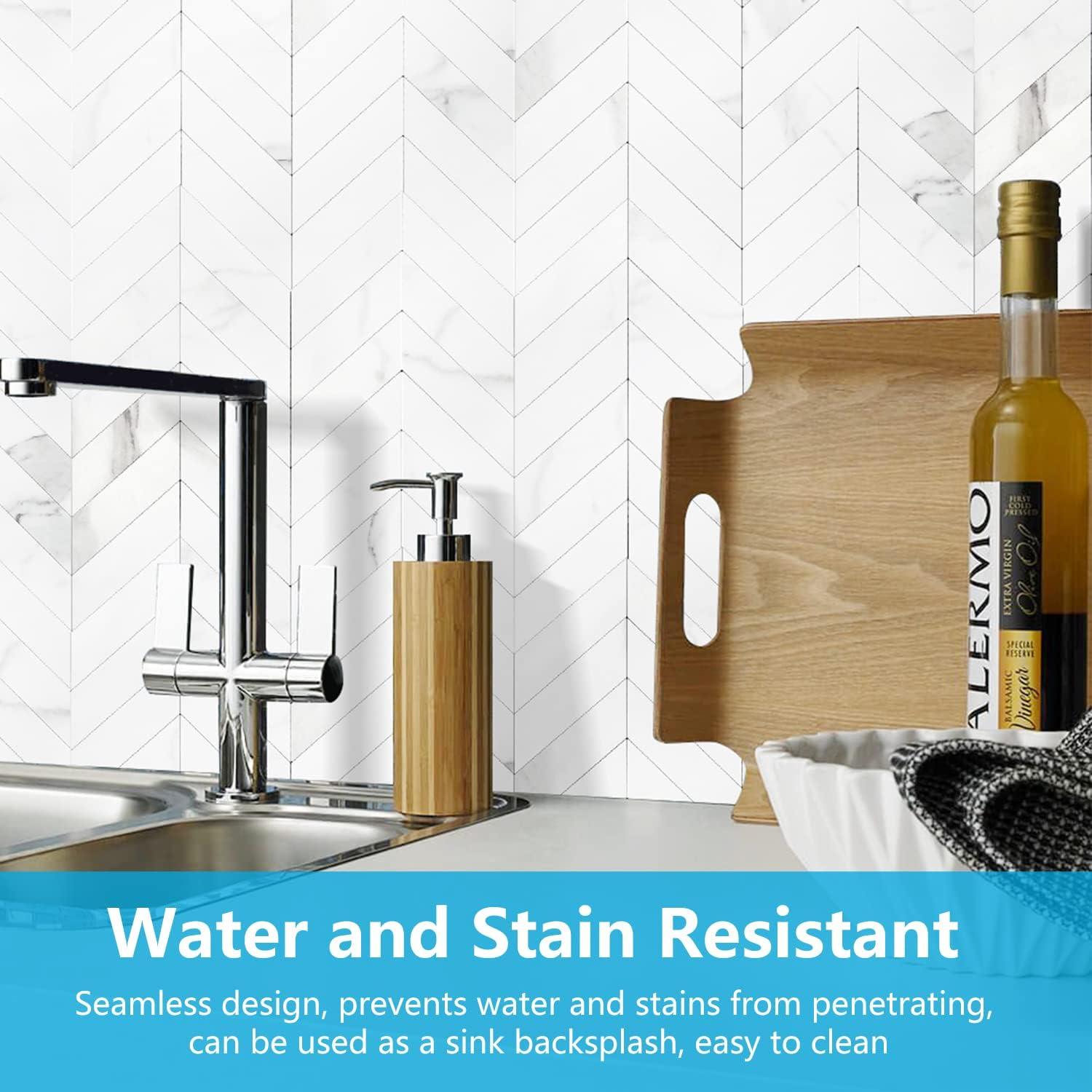 Azulejos Autoadhesivos STICKGOO 10 Hojas Mármol Blanco 30.48cm