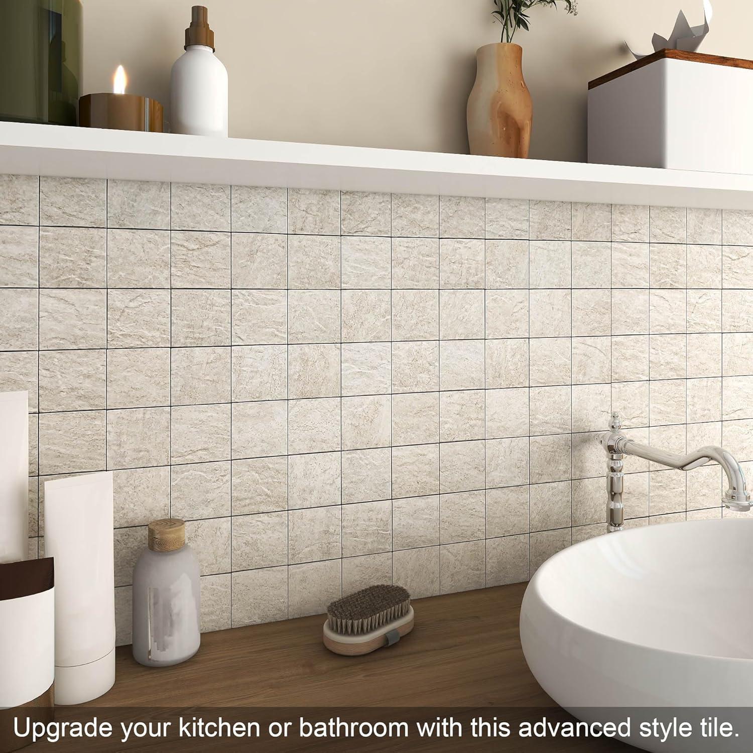 Azulejos Autoadhesivos BeNice Beige 30.48x30.48cm - 10 Hojas