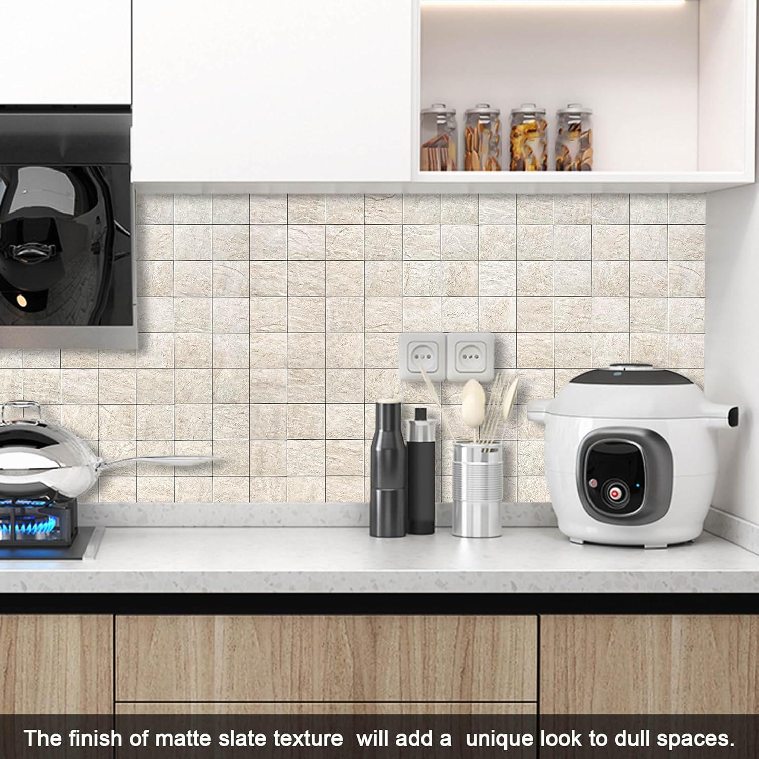 Azulejos Autoadhesivos BeNice Beige 30.48x30.48cm - 10 Hojas