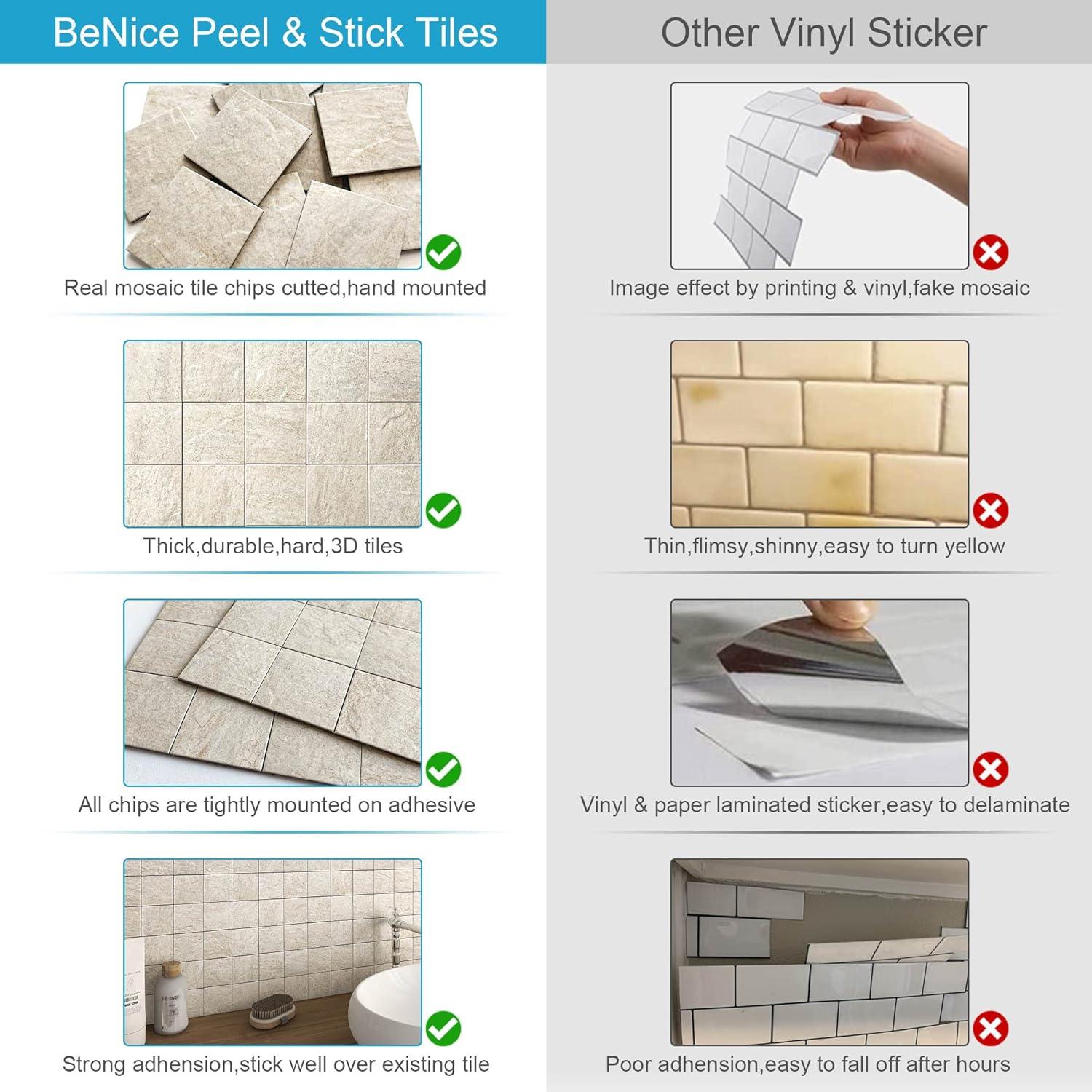 Azulejos Autoadhesivos BeNice Beige 30.48x30.48cm - 10 Hojas