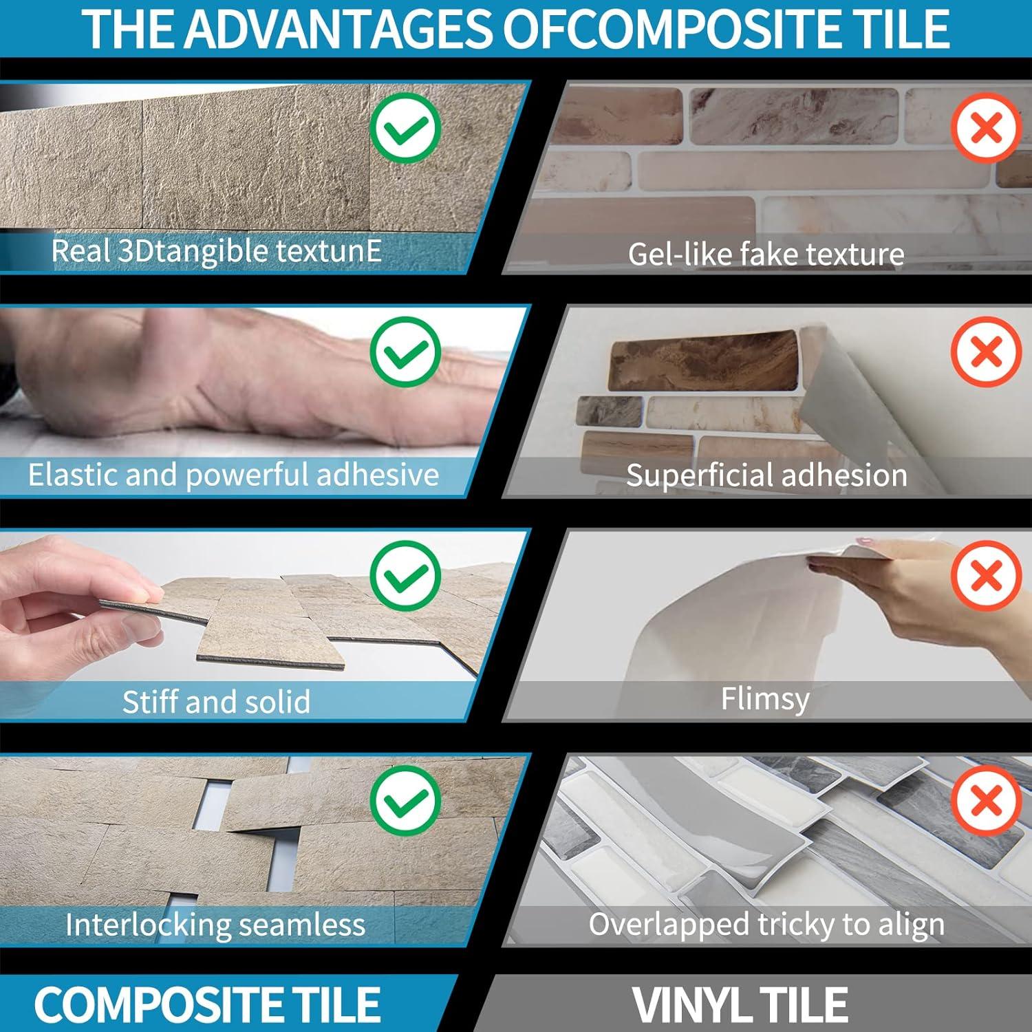 Azulejos Autoadhesivos Art3d 10 Piezas Beige Piedra 29x34 cm