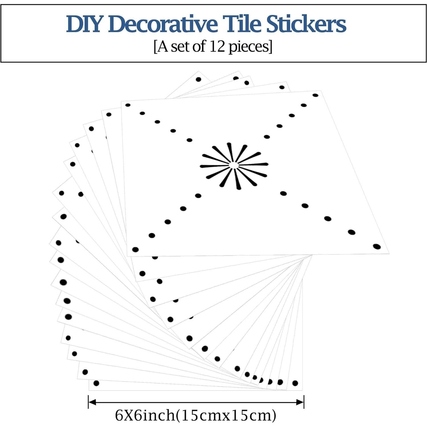 Pegatinas de Azulejos SVNOOC 12 PCS 15x15 cm Negro Decorativas
