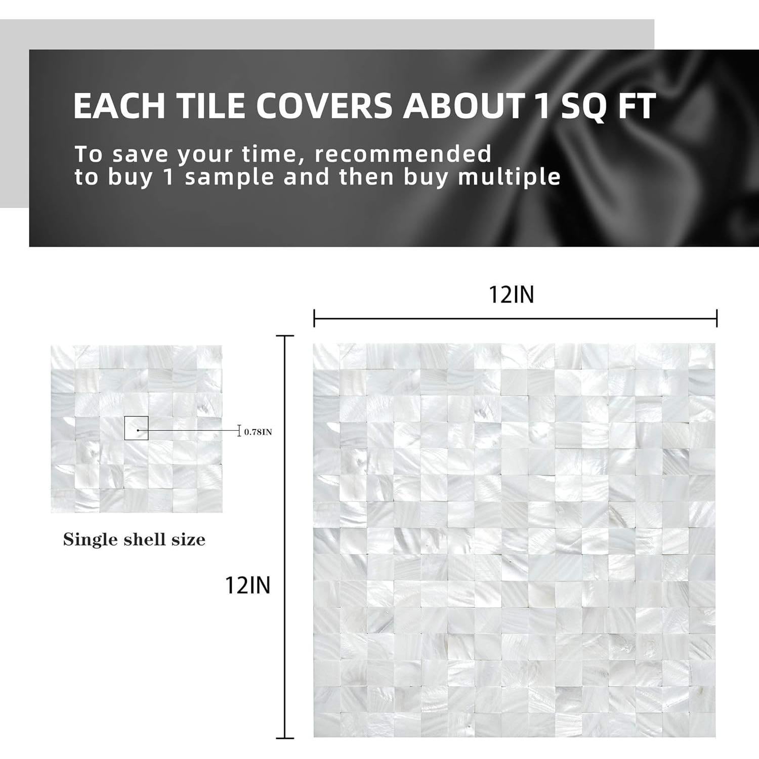 Azulejo Mosaico Concha Madreperla eazart 30x30 cm Blanco Marfil