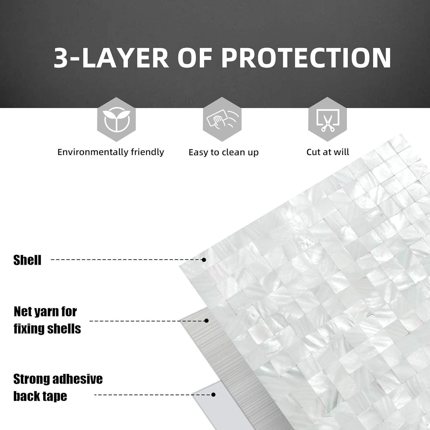 Azulejo Mosaico Concha Madreperla eazart 30x30 cm Blanco Marfil