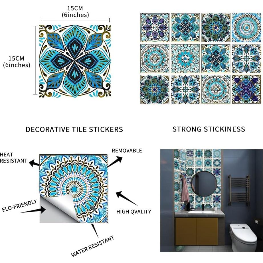 Juego de Calcomanías Decorativas Didauser 12 Piezas 15x15 cm