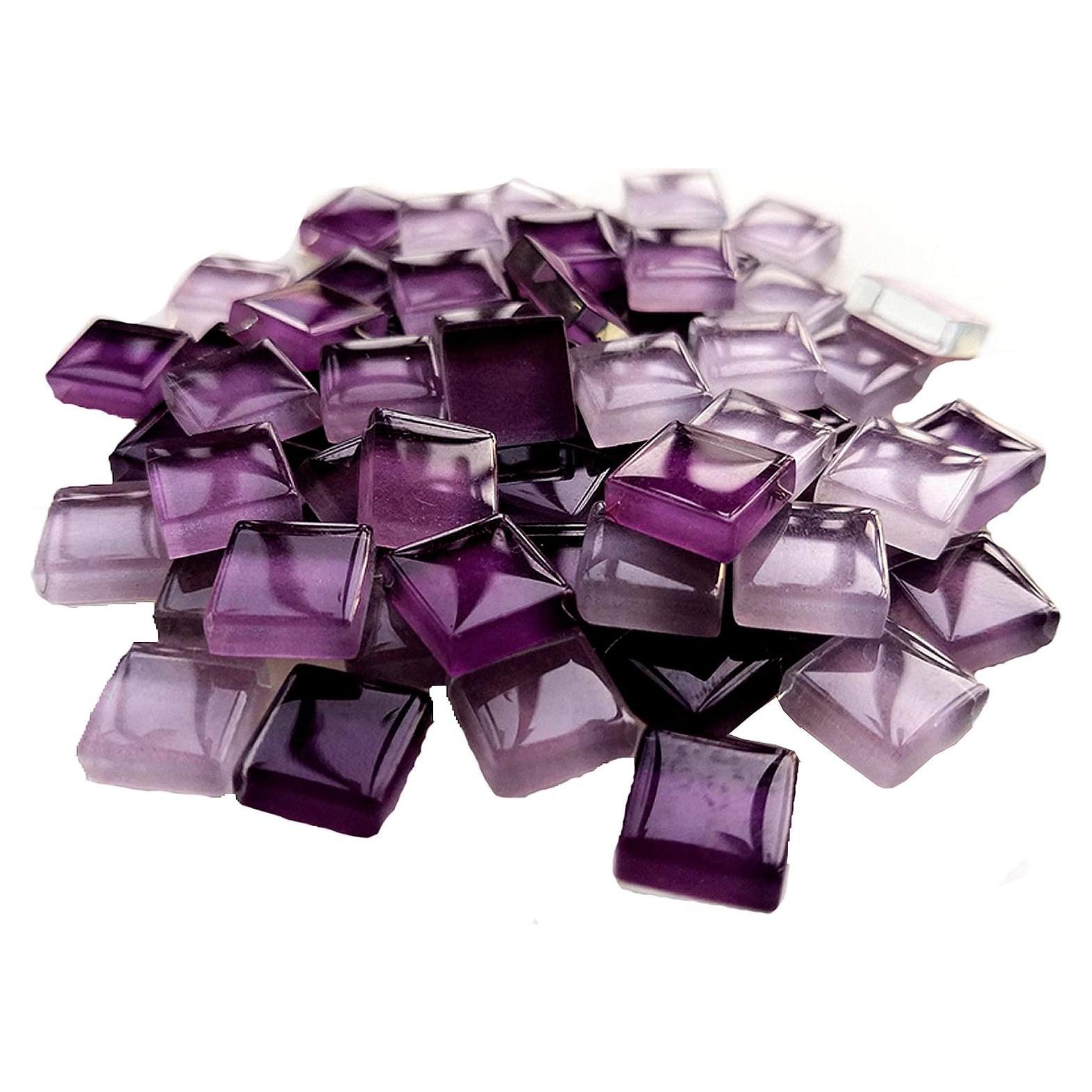 100 Piezas Azulejos de Mosaico de Vidrio FAIRUO 1x1cm Púrpura