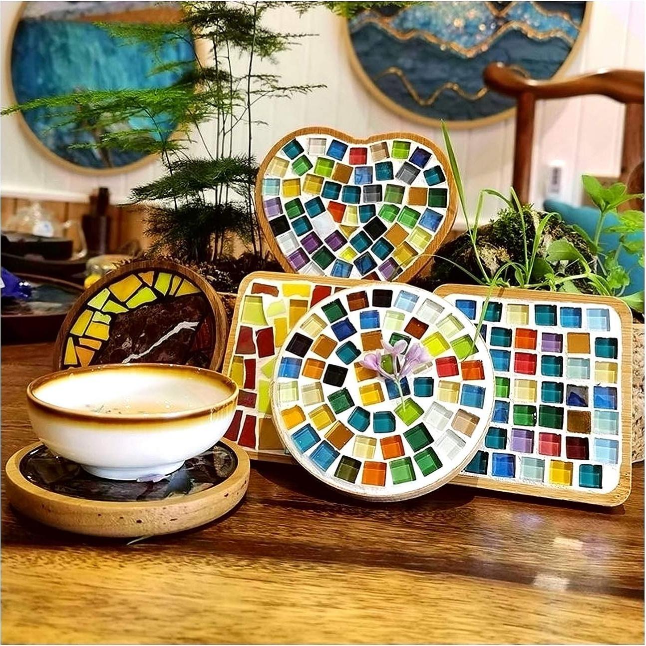 100 Piezas Azulejos de Mosaico de Vidrio FAIRUO 1x1cm Púrpura