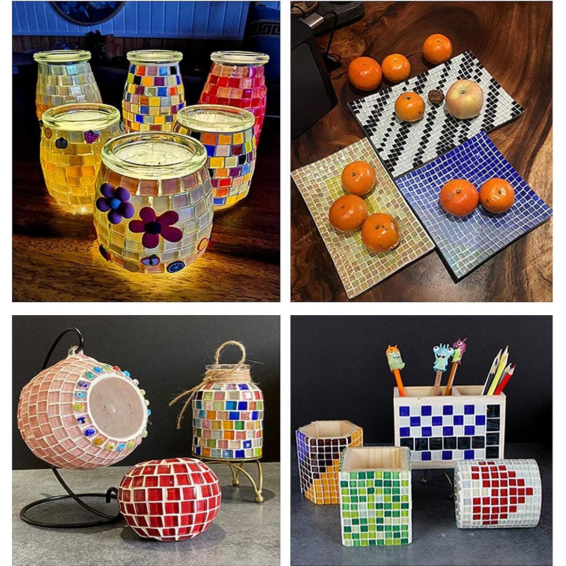 100 Piezas Azulejos de Mosaico de Vidrio FAIRUO 1x1cm Púrpura