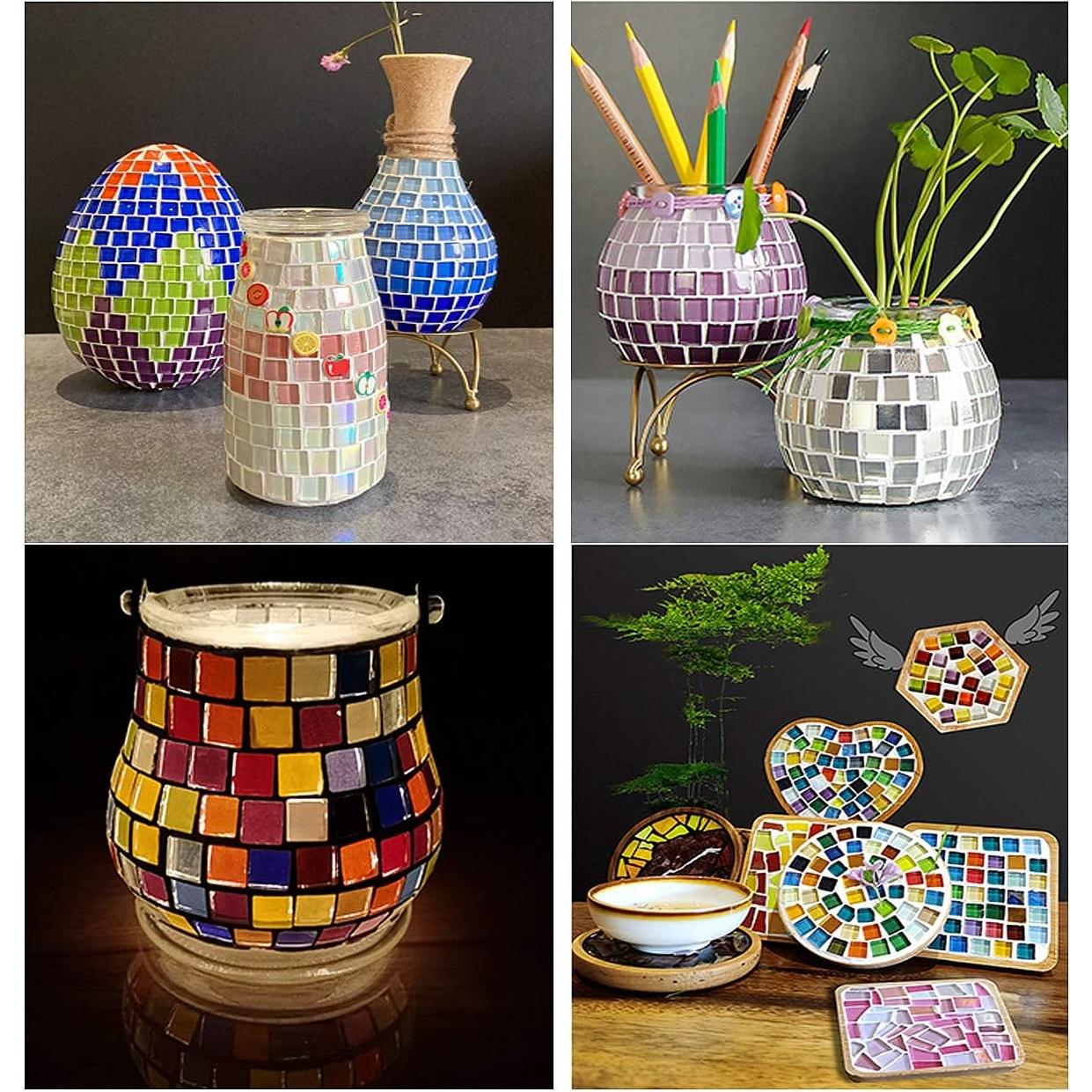 100 Piezas Azulejos de Mosaico de Vidrio FAIRUO 1x1cm Púrpura