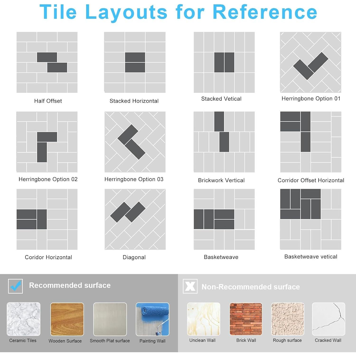 Azulejos Autoadhesivos URCOLOR 64 Piezas 10.16x20.32cm Mármol Azul