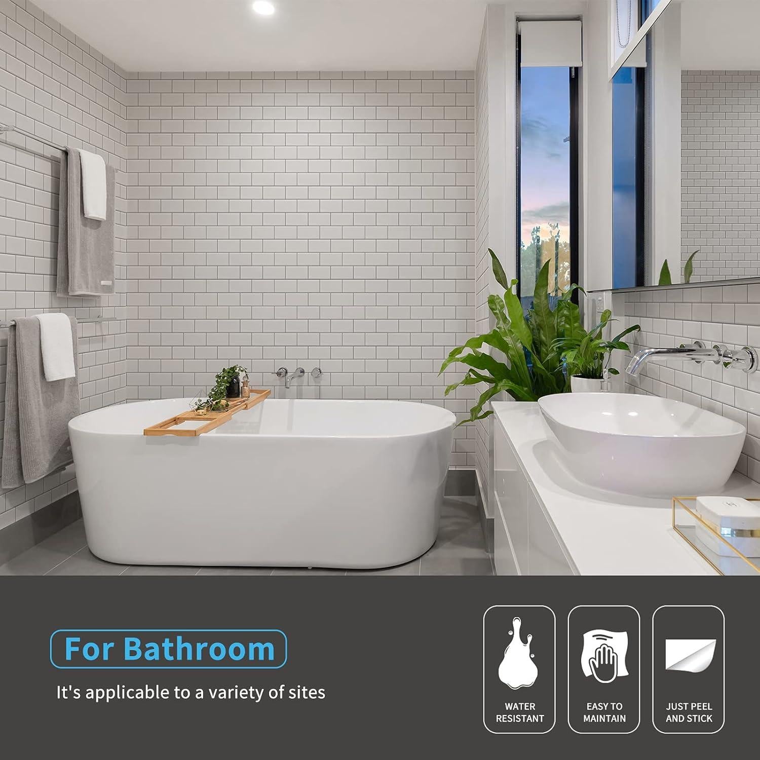 Azulejos Peel and Stick Art3d 10 Hojas 30.48x30.48 cm Blanco