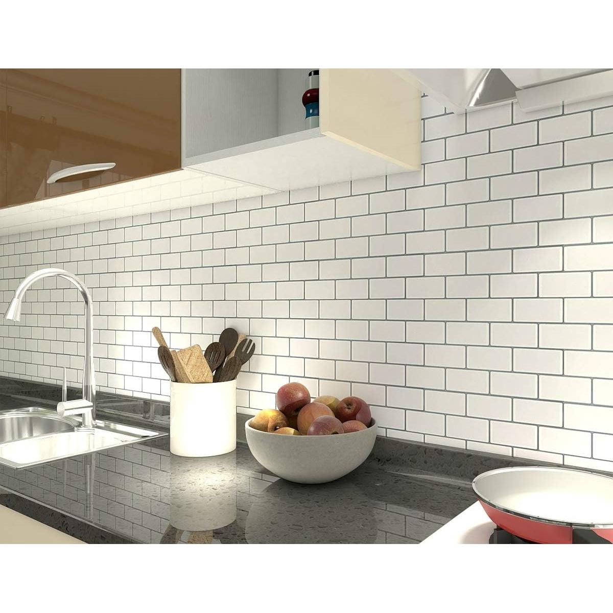 Azulejos Peel and Stick Art3d 10 Hojas 30.48x30.48 cm Blanco