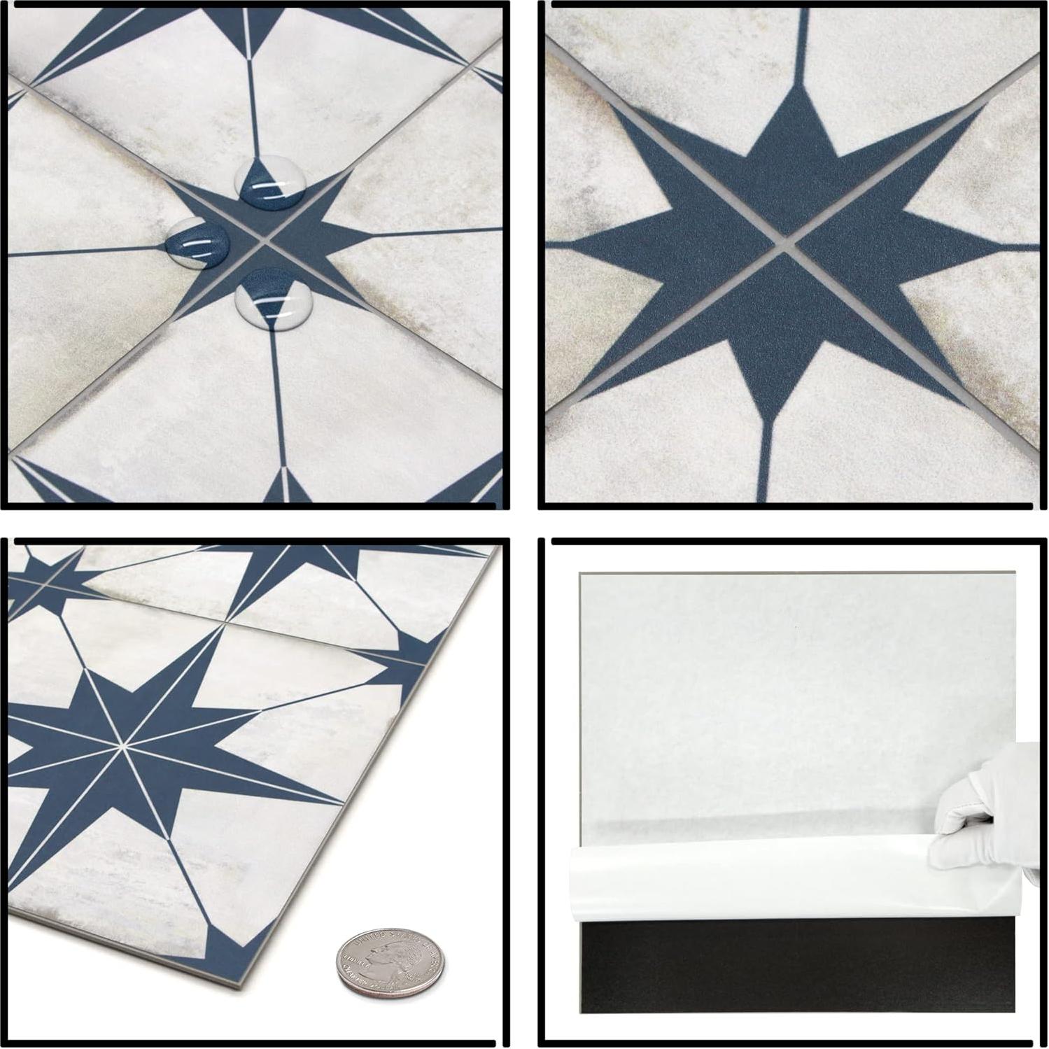 Azulejo Autoadhesivo El Azulejo Plaza Estrella Azul 10 Hojas