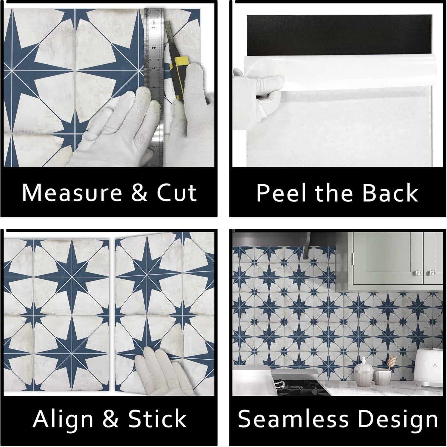 Azulejo Autoadhesivo El Azulejo Plaza Estrella Azul 10 Hojas