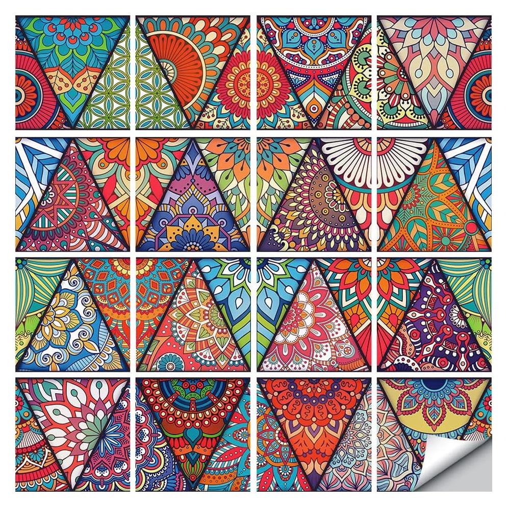 Calcomanías de Azulejos Mandala Jacklove 16 Pcs 15x15 cm