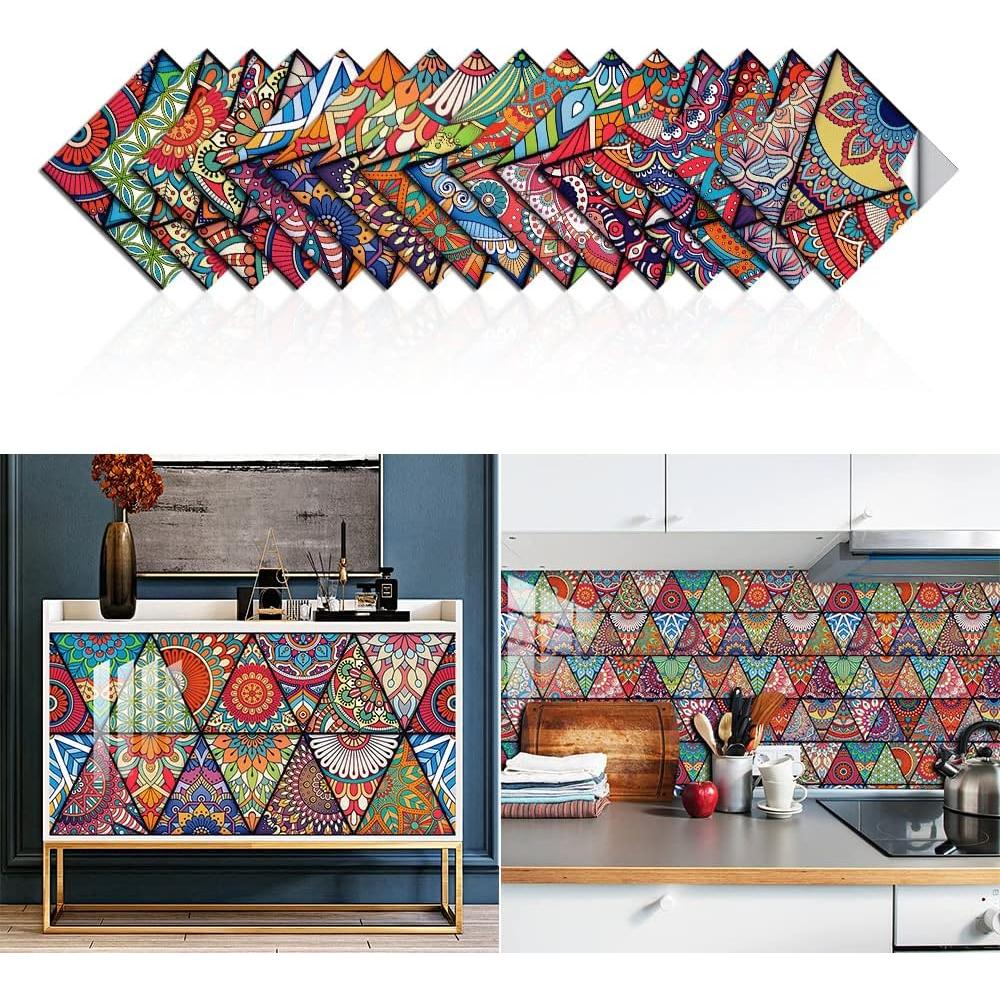 Calcomanías de Azulejos Mandala Jacklove 16 Pcs 15x15 cm