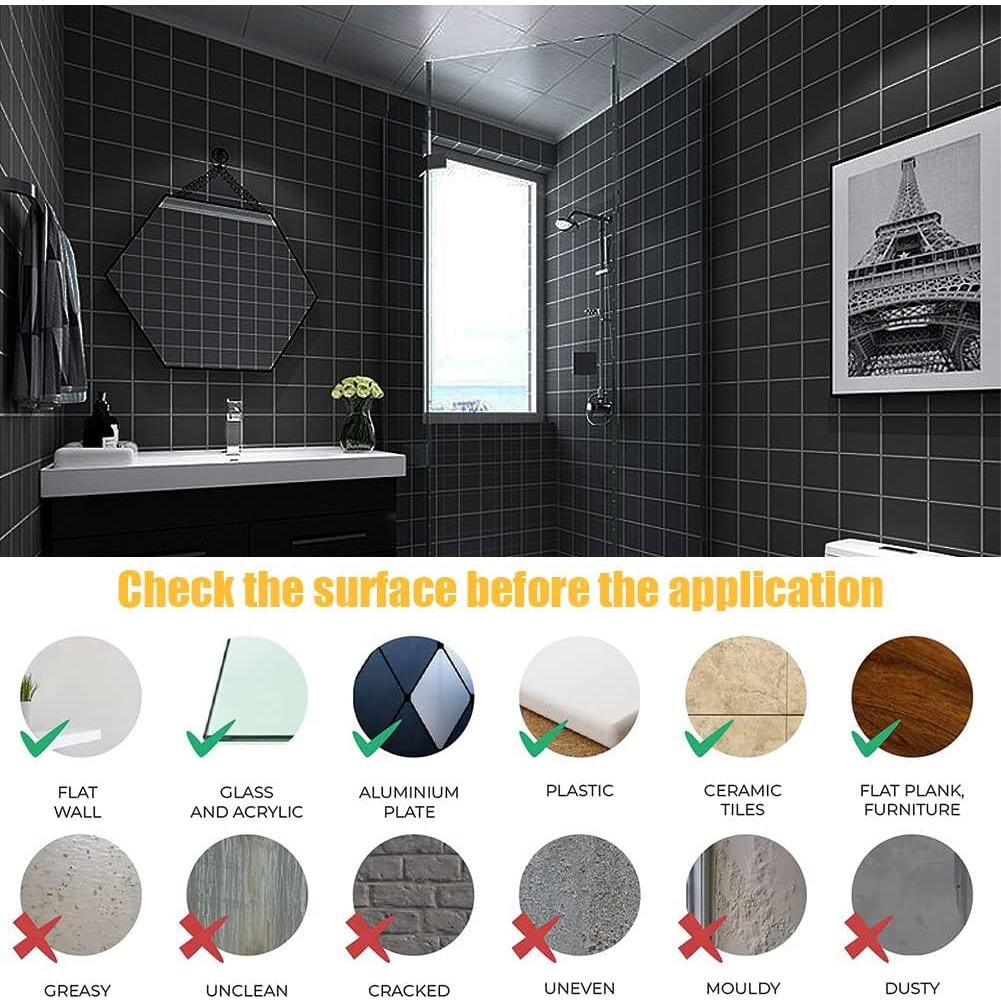 Pegatinas de Azulejos Autoadhesivas Jaxbo 50pcs 15.2cm Negro