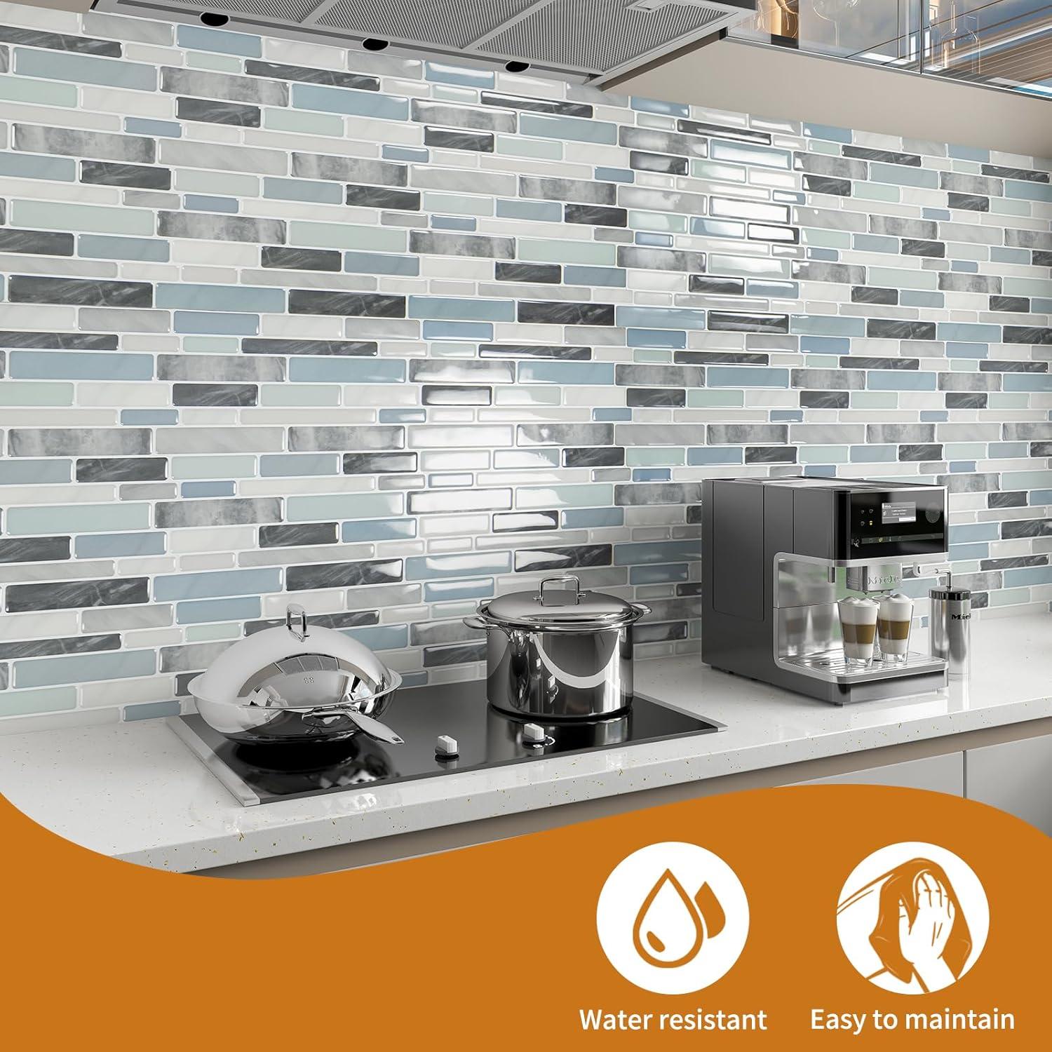 Azulejo Autoadhesivo WOWSTAR 10 Hojas 30.48x30.48cm Azul