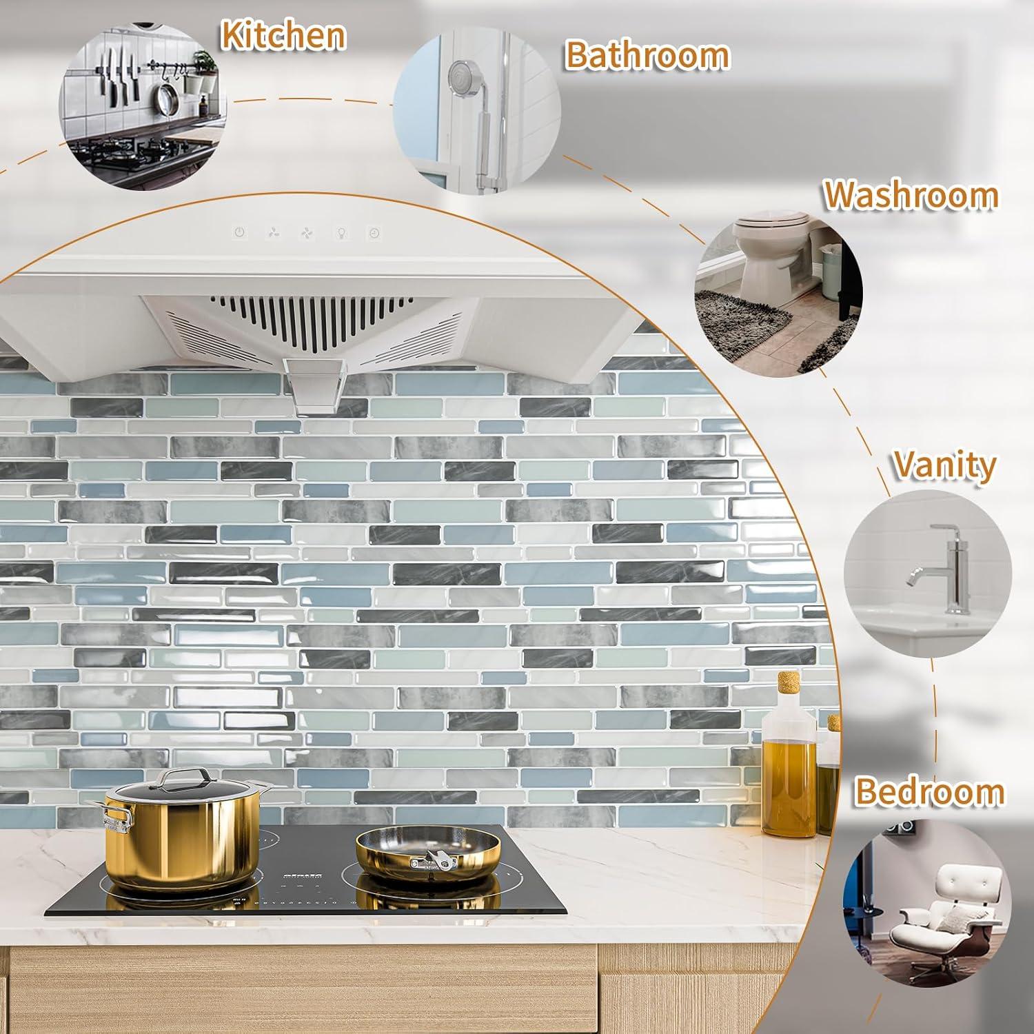 Azulejo Autoadhesivo WOWSTAR 10 Hojas 30.48x30.48cm Azul