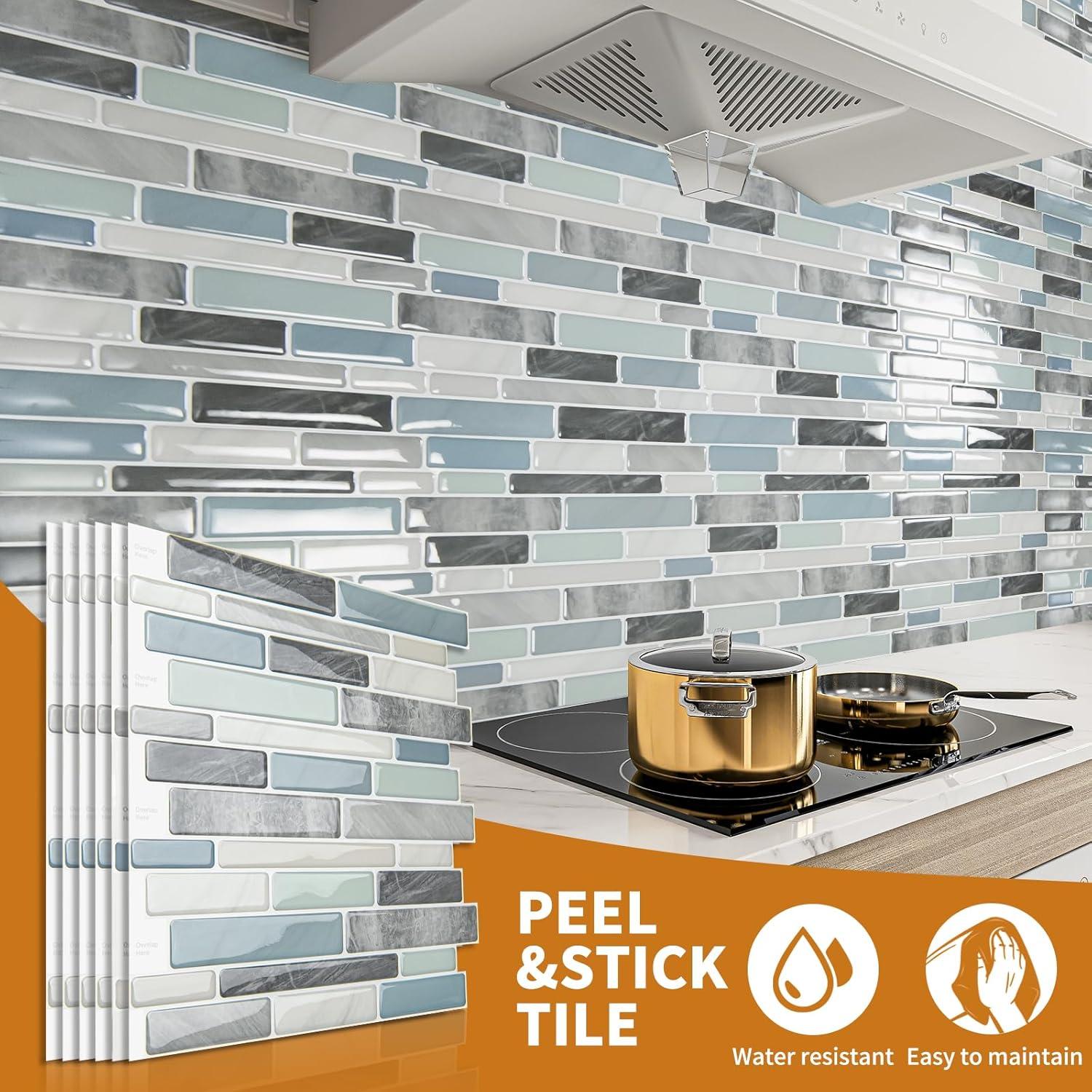 Azulejo Autoadhesivo WOWSTAR 10 Hojas 30.48x30.48cm Azul