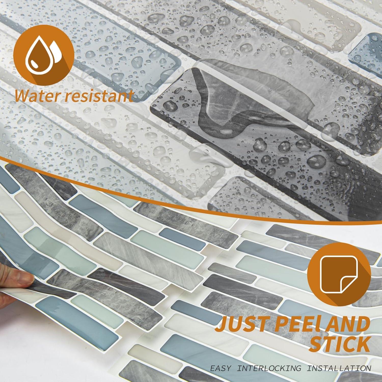 Azulejo Autoadhesivo WOWSTAR 10 Hojas 30.48x30.48cm Azul