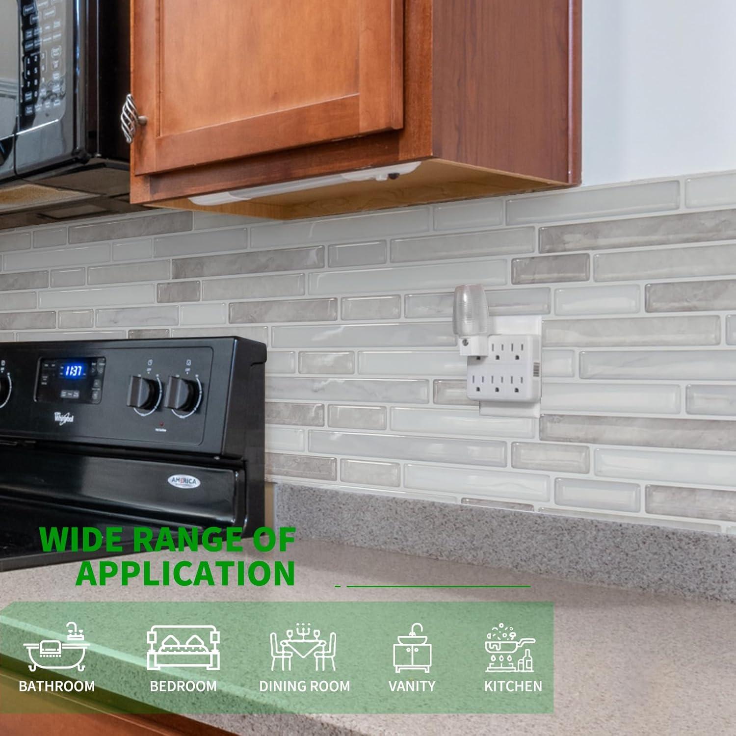 Azulejos Autoadhesivos LONGKING 10 Hojas 30.48x30.48cm Beige y Blanco