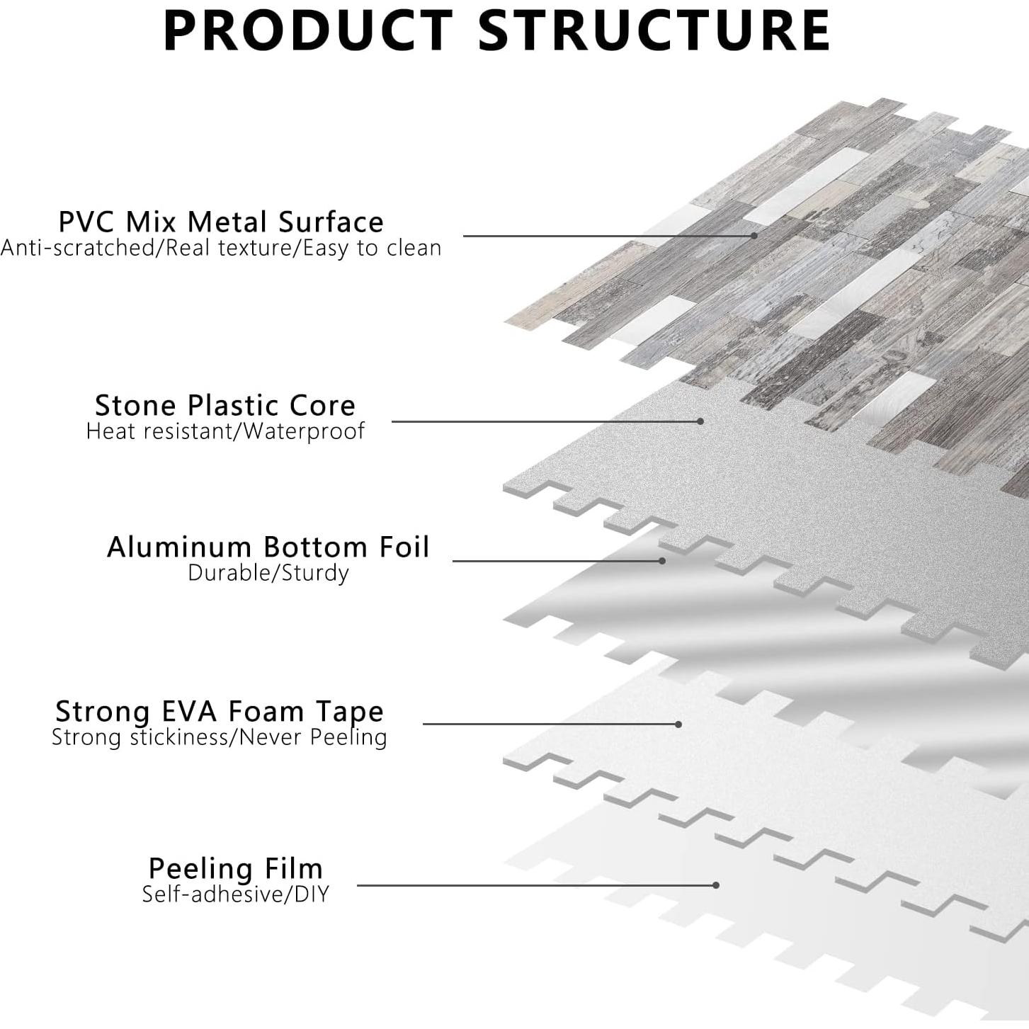 Azulejos Autoadhesivos STICKGOO PVC Madera Envejecida 10 Hojas